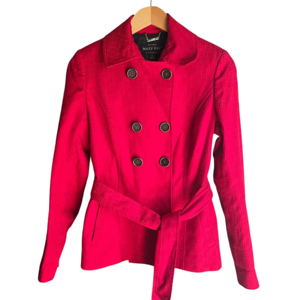 Mary Kay By Twinhill Womens Red Trench Coat. Made exclusively for Mary Kay